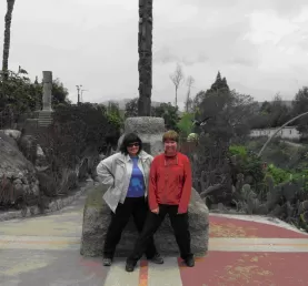 Jacqueline and Kathleen on both sides of the Equator