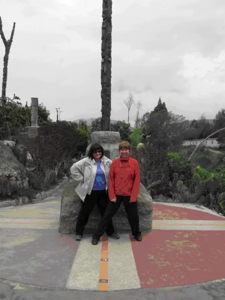 Jacqueline and Kathleen on both sides of the Equator