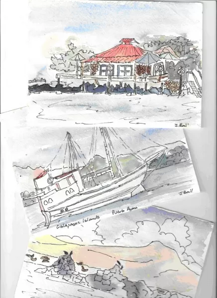 Post Cards returned to Cali: watercolor by Jacqueline Ball