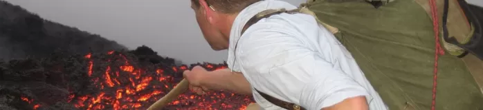 Messing with the lava on Pacaya Volcano