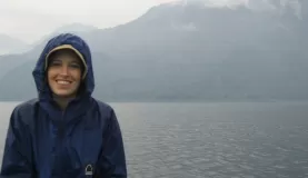 Canoeing in the rain on Lake Atitlan