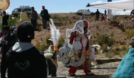 Dancers preparing for a festival in Bolivia