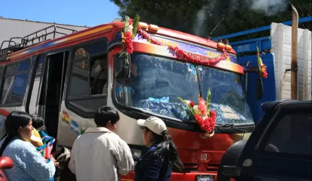 Vehicles being blessed in Copacabana, Bolivia