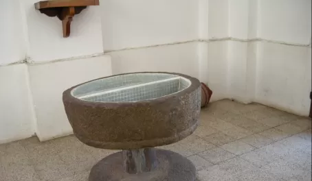Stone baptismal font from colonial days