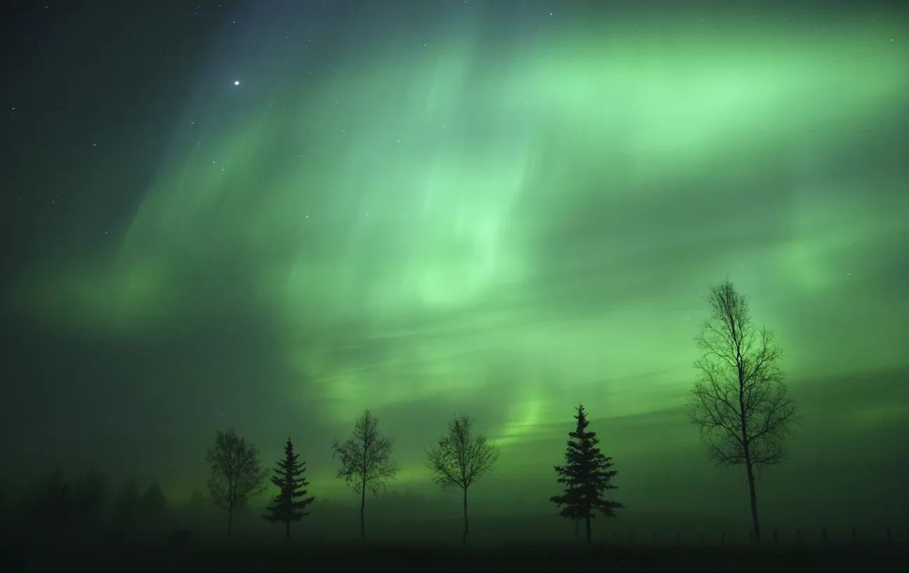 Arctic northern lights on a small ship cruise