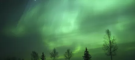 Arctic northern lights on a small ship cruise