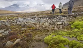 Walking through vast arctic landscapes. 