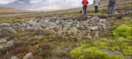 Walking through vast arctic landscapes.