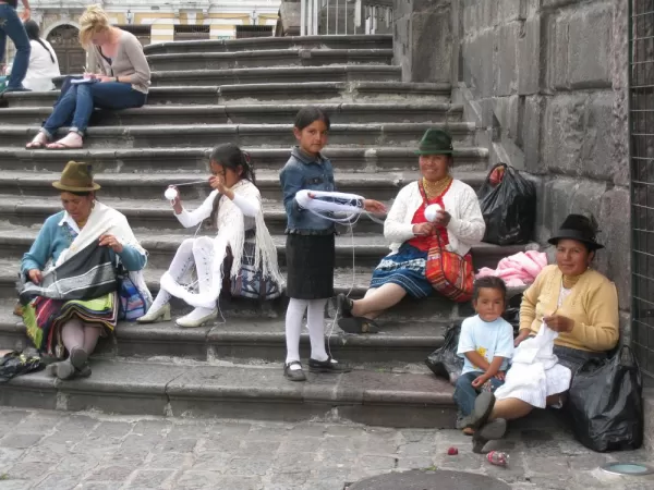 A local family weaving in Quito