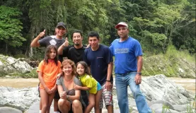 Happy family and guides after a rafting trip & lunch