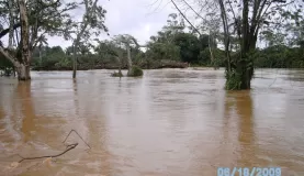 Sittee river flooding during the rainy season near Hopkins