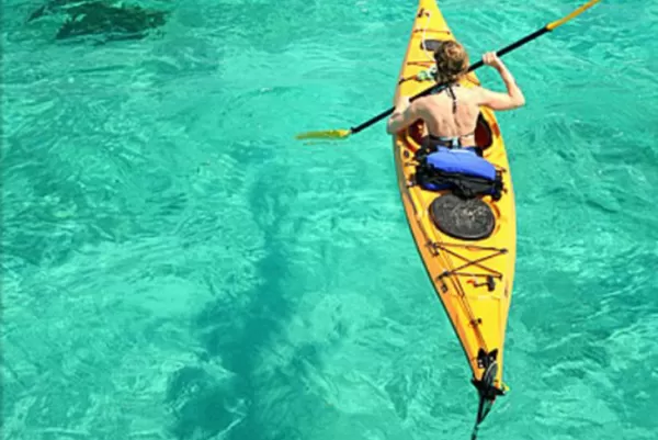 Kayaking off Glovers Reef Atoll