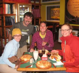 Dinner at 1:00 am in Ushuaia -- a tired and hungry group