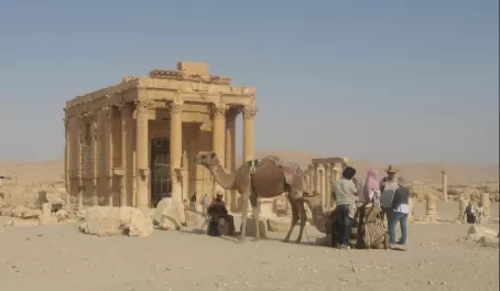 Enjoy a camel ride on your ruins tour.