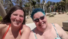 Mom and I on the beach at Nuevo Vallarta