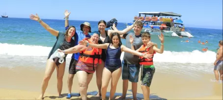 Family on the beach in Puerto Vallarta
