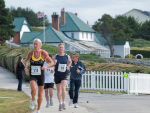 Marathon runners take to the streets in Stanley, the capital of the Falkland Islands