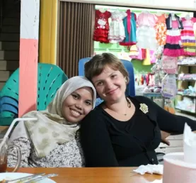 Salmi and I, dinner in Aceh.