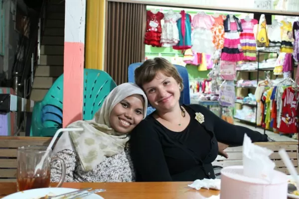 Salmi and I, dinner in Aceh.
