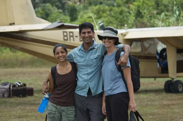 Travellers by the plane