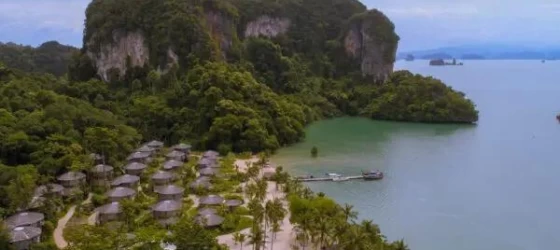 Drone shot of Treehouse Villas Koh Yao