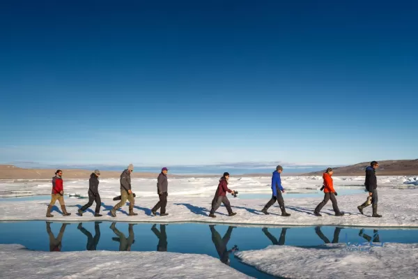 Hiking on the Northwest Passage sea ice