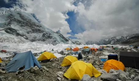 Tents in Everest Base Camp. Nepal Himalayas.