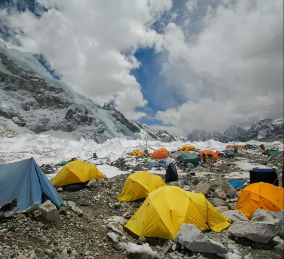 Tents in Everest Base Camp. Nepal Himalayas.