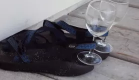 mmm...wine and beach shoes