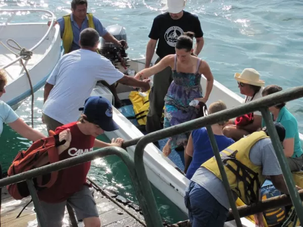 Going to town: unloading the panga at Ayora