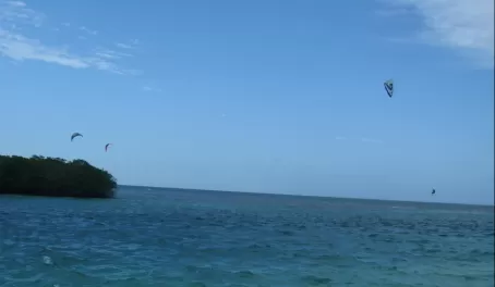 Kite-boarding at the Split on Caye Caulker