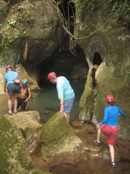 Making our way to the mouth of the cave