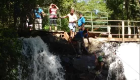 repelling down the waterfalls