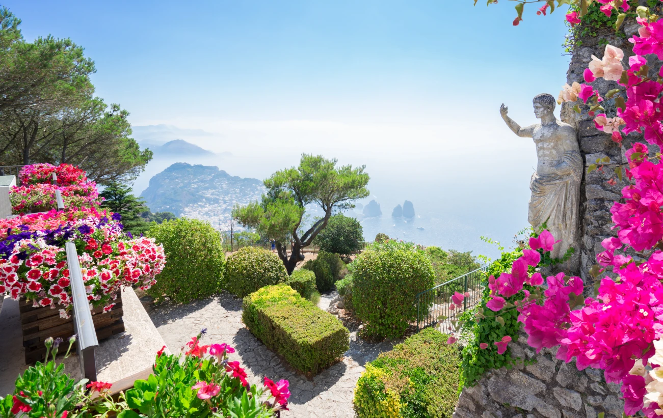 View from mount Solaro of Capri island at summer day, Italy