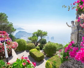View from mount Solaro of Capri island at summer day, Italy