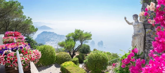 View from mount Solaro of Capri island at summer day, Italy