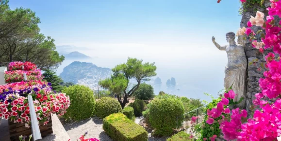 View from mount Solaro of Capri island at summer day, Italy
