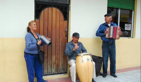 Locals in Cotacachi serenading the tourists
