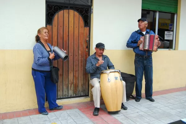Locals in Cotacachi serenading the tourists