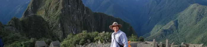 Marco, our guide with Wayna Picchu in background