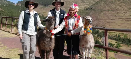 Us, and a Peruvian native with his llamas near Pisac, Peru