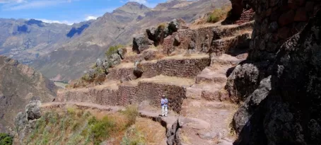 Terraces and mountains in Pisac, Peru