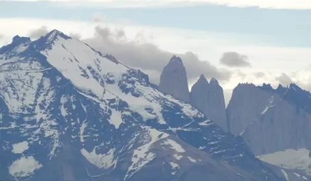Our first view of the famous Torres Del Paine