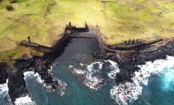 Ahu Tahai ceremonial platform and site sits on the western coast of the island.
