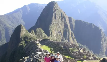Arriving in Machu Picchu with the family
