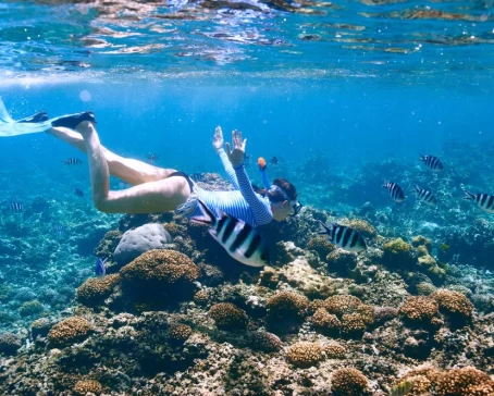 Snorkeling in crystal clear waters of Africa