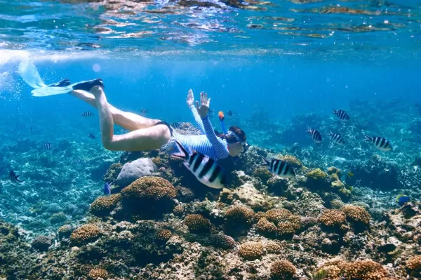 Snorkeling in crystal clear waters of Africa
