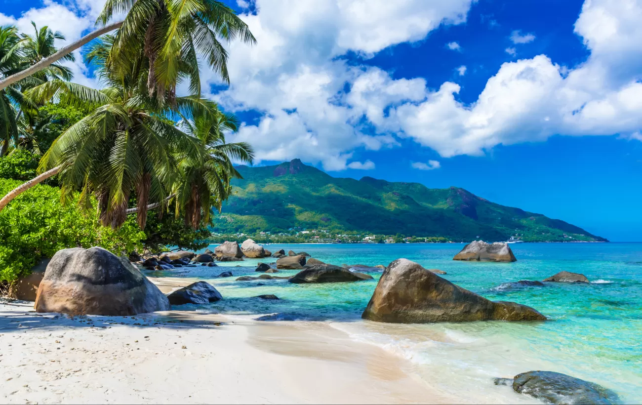 Tropical beach on Mahe in the Seychelles Islands.