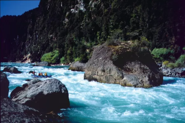 Whitewater rafting Casa Piedra rapid on Chile's famous Rio Futaleufu