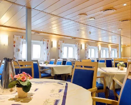 Dining room aboard the ship